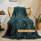 XeGe Luxury Faux Fur Throw Blanket, Deep Green Soft 50x60 Fluffy Blanket Throw, Shaggy Plush Decorative Couch Blanket, Cute Furry Throw Fuzzy Office Lap Blanket for Bedroom Living Room Dark Green