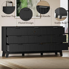 63" Long Dresser for Bedroom, 9-Drawer Fluted Dresser, Extra-Wide Wood Chest of Drawers with Smooth Metal Slides, Stable Base, Modern Clothes Storage Cabinet for Living Room, Hallway, Nursery