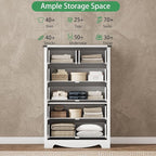 Dresser for Bedroom with 6 Drawers, 46" Tall Wood Chest of Drawers with Deep Drawers & Mental Handle, Modern Dresser TV Stand, Wooden Closet Storage Organizer for Living Room, Hallway, Entryway, White