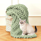 Admitrack Chunky Knit Blanket Throw, 100% Hand Knit Chenille Throw Blanket for Sofa & Home Decor, Soft and Cozy Knitted Throw Blankets (Sage Green, 60""x80""), XNR010