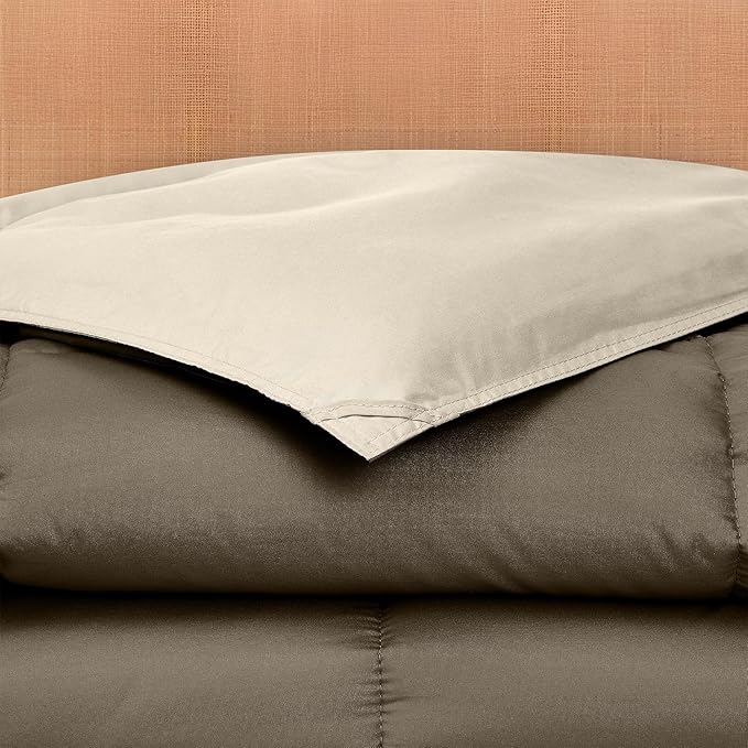 Modern Threads Down Alternative Reversible Comforter Taupe/Champagne Twin