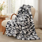 Amélie Home Chunky Knit Throw Blanket for Couch, Soft Chenille Crochet Blanket for Sofa, 50"x60", Space-Dyed Black