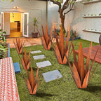 Metal Agave Plants, Tequila Rustic Sculpture, Metal Yard Art, Outdoor Lawn Ornaments Yard Stakes (Rusty- L)