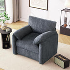 Chenille Oversized Armchair, 38.6" Wide Accent Chairs for Living Room & Bedroom Modern Lounge Chair, Upholstered Mid-Century Reading Chair, Comfy Living Room Chair, Single Sofa Chair, Blue