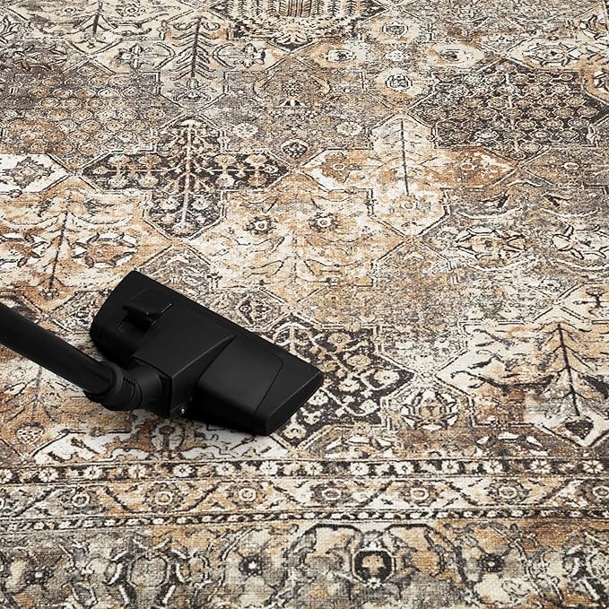 Keen Home Design 9x12 Rug - Machine Washable Area Rug with Non-Slip Backing, Ideal for Living Room, Dining Room, Bedroom - Vintage, Easy Clean, Durable, Low Pile Rug - (9' x 12')