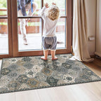 Lahome Moroccan Trellis Small Area Rug, 2x4 Rugs for Entryway Non-Slip Vintage Ultra-Thin Washable Indoor Door Mat Distressed Throw Carpet for Bathroom Kitchen Bedroom, Grey