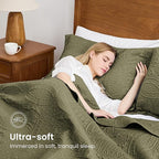 Love's cabin Quilts for Full Bed Green Bedspreads Bedding Set - Lightweight Bedspread Comforter - Coin Pattern Bedding Coverlet for All Season - 3 Pieces (1 Quilt, 2 Pillow Shams)