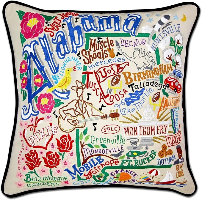 Catstudio Alabama Embroidered Decorative Throw Pillow