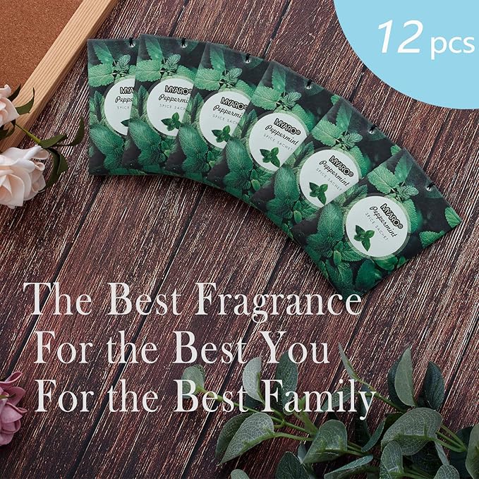 MYARO 12 Packs Peppermint Potpourri Bags Sachets for Drawer and Closet, Long-Lasting Drawer fresheners Closet sachets Home Fragrance
