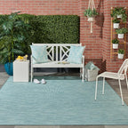 Nourison Positano Indoor-Outdoor Aqua 9' x 12' Area Rug, Easy Cleaning, Non Shedding, Bed Room, Living Room, Dining Room, Backyard, Deck, Patio (9x12)