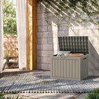 45 Gallon Lockable Resin Deck Box, Waterproof & UV-Resistant Outdoor Storage Box for Outdoor Cushion Storage, Garden Tools & Pool Accessories Storage, Gray