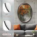 OVALCREST - Oval Wooden Beveled Wall Mirror for Home Decor, Bathroom, Vanity, Bedroom, Living Room, Hallway - London Style (Rubbed Bronze) 25.1 x 37.1
