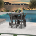 PURPLE LEAF 39.1'' Rectangle Outdoor Patio Counter Height Dining Table, Durable Aluminum Bar Height Pub Table for Counter Bar Stool, Water-Proof Tall Dining Table with Sturdy Legs, Grey