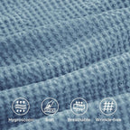 Bedsure Cotton Duvet Cover Queen - 100% Cotton Waffle Weave Grey Blue Duvet Cover Queen Size, GentleSoft™ and Breathable Bedding Set for All Season, 3 Pieces, 90"x90"