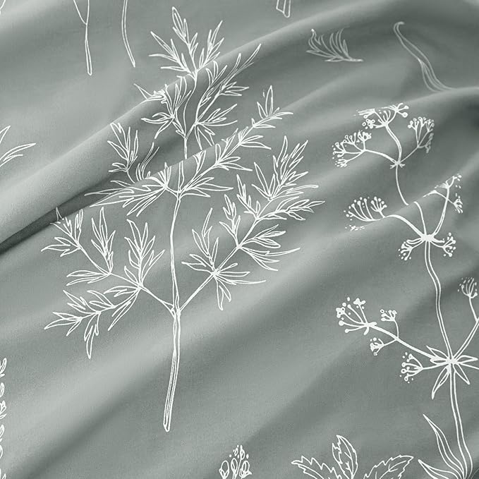 Love's cabin Grey Full Size Comforter Set - Full Comforter Set, 3 Pieces Cute Floral Bedding Sets for All Seasons,1 Soft Reversible Botanical Flowers Comforter and 2 Pillow Shams