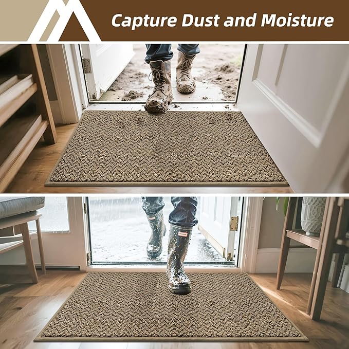 COSY HOMEER-Door-Mat 24"x36" Non Slip Absorbent Entryway Rugs Dirt Trapper Doormats Washable Entrance Mats Low Pile Welcome Floor Mat for Front Back Door and Entry Mats,Taupe