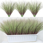 Fake Grass Artificial Grass Greenery Stems Fall Flowers Artificial Shrubs Wheat Grass Greenery Home Decor Artificial Plants Ornamental Grass Outdoor Fake Grass Leaves(24pcs) Purple-Green
