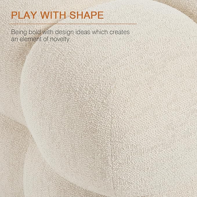 Zesthouse Square Pouf Ottoman Footstool, Modern Ottoman Coffee Table for Living Room, Beige Linen Stool Foot Rest, Upholstered Poofy Stool for Couch, Cute Vanity Chair Backless for Makeup Room Bedroom