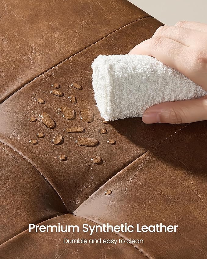 SONGMICS Storage Ottoman, Cube Ottoman with Legs, 15 x 15 x 15.7 Inches, Footstool, Footrest, 10 Gal. (37 L), Synthetic Leather, for Bedroom, Living Room, Dorm, Coffee Brown ULSF0512K03