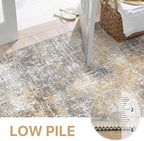 Area Rugs 6x9 for Living Room Bedroom, Modern Abstract Machine Washable Rug, Large Soft Low Pile Floor Cover with Non Slip Backing for Dining Room, Warm Beige Mist