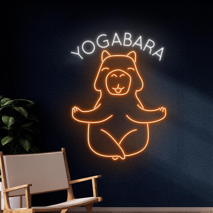 Yogabara Yoga Capybara Neon Sign Capybara Yoga Led Sign Neon Wall Decoration Signage