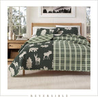 Lodge Bedspread Twin/Twin XL Size Quilt with 1 Sham. Cabin 2- Piece Reversible All Season Quilt Set. Rustic Quilt Coverlet Bed Set. Rio Ridge Collection (Forest Green)