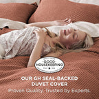 Bedsure Cotton Duvet Cover King - 100% Cotton Waffle Weave Burnt Orange Duvet Cover King Size, GentleSoft™ and Breathable Bedding Set for All Season, 3 Pieces, 104"x90"