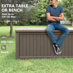 150 Gallon Resin Deck Box, Large Indoor and Outdoor Storage Box, Weatherproof and UV Resistant Outdoor Storage Box with Built-in Steel Beams for Patio, Cushions, Pool Supplies