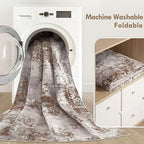 Tortania Washable 8x10 Area Rug for Living Room: Modern Abstract Neutral Large Soft Thin Rugs - Non Slip Indoor Carpet for Bedroom Dining Room Office Nursery Home Floor Decoration - Brown