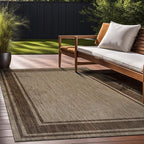 Beverly Rug Outdoor Rug 8x10 Modern Bordered Area Rugs for Indoor and Outdoor Patio Deck Porch Garden Waterproof Weather Sun Resistant Washable Outside Carpet (8 x 10 Jute)