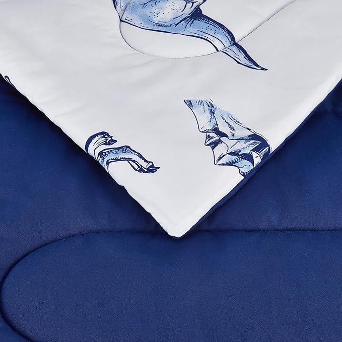 Amazon Basics 3 Piece Microfiber Kid's All Season Comforter and Pillow Sham Set, Full/Queen, Dinosaurs, Animal Print