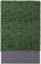 AGPL Upgraded Artificial Boxwood Hedge Wall with Dark Gray Stainless Steel Planter Box (79" Height 48" Width 12" Deep) Room Divider and Privacy Wall (79)