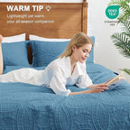 Love's cabin King Size Quilt Bedding Set Misty Blue Bedspreads - Bed Lightweight Bedspread Comforter - Coin Pattern Bedding Coverlet for All Season - 3 Pieces (1 Quilt, 2 Pillow Shams)