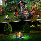 Solar Light Outdoor(2Pack), Art Crackle Globe Glass Lotus Decoration, Solar LED Waterproof Blue Metal Flower Lights for Patio,Lawn,Walkway,Tabletop