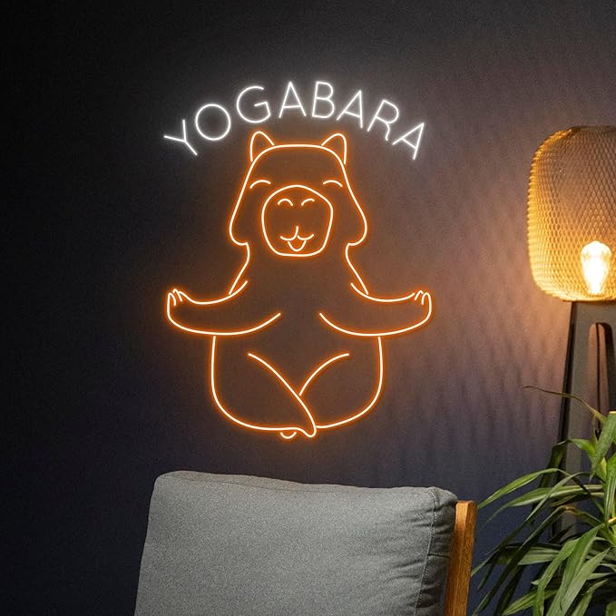 Yogabara Yoga Capybara Neon Sign Capybara Yoga Led Sign Neon Wall Decoration Signage