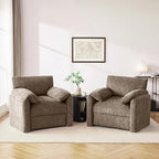 Chenille Oversized Armchair, 38.6'" Wide Accent Chairs for Living Room & Bedroom Modern Lounge Chair, Upholstered Mid-Century Reading Chair (Brwon, 2 Pack)