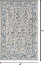 JONATHAN Y Vintage Filigree Indoor Outdoor Area Rug 4X6 Gray/Navy, Charleston Textured Weave for Backyard, Patio, Porch, Easy-Cleaning, High Traffic, Pet-Friendly, Non-Shedding (SMB106C-4)