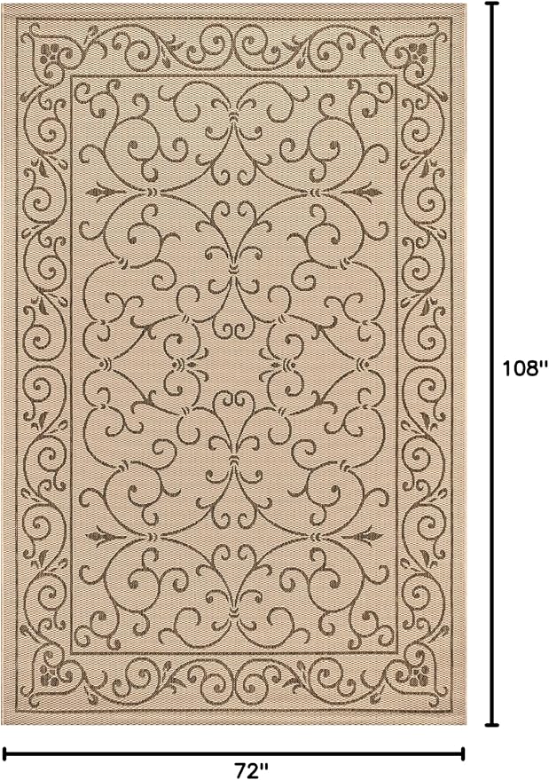 JONATHAN Y Vintage Filigree Indoor Outdoor Area Rug 6X9 Beige/Brown, Charleston Textured Weave for Backyard, Patio, Porch, Easy-Cleaning, High Traffic, Pet-Friendly, Non-Shedding (SMB106A-6)