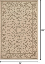 JONATHAN Y Vintage Filigree Indoor Outdoor Area Rug 6X9 Beige/Brown, Charleston Textured Weave for Backyard, Patio, Porch, Easy-Cleaning, High Traffic, Pet-Friendly, Non-Shedding (SMB106A-6)