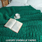 Chunky Knit Blanket - Luxury Soft Cozy 40 * 50 Throw Blanket,100% Woven Blanket Rope Knot Throw Blanket for Couch, Sofa, Home Decor, Gift - Machine Washable（Blackish Green）