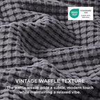 Bedsure Cooling Waffle Duvet Cover Queen - Cotton Blend Rayon Derived from Bamboo Duvet Cover Set for Hot Sleepers, Breathable Bedding Set with a Vintage Charm, 3 Pieces (Charcoal, Queen, 90"x90")