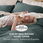 Bedsure Cotton Duvet Cover Queen - 100% Cotton Waffle Weave Forest Green Duvet Cover Queen Size, GentleSoft™ and Breathable Bedding Set for All Season, 3 Pieces, 90"x90"