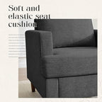 Mid-Century Accent Chair,Modern Linen Fabric Armchair for Living Room,Comfy Upholstered Reading Accent Chairs for Bedroom,Single Sofa Chair with Wood Legs (Dark Grey, 2 Pack)