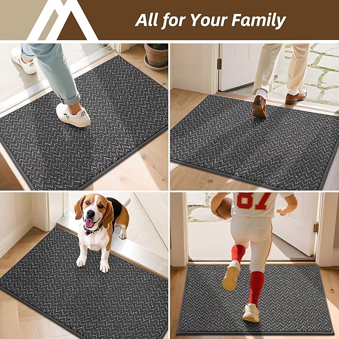 COSY HOMEER-Door-Mat 20" x 32" Non Slip Absorbent Entryway Rugs Dirt Trapper Doormats Washable Entrance Mats Low Pile Welcome Floor Mat for Front Back Door and Entry Mats,Dark Grey