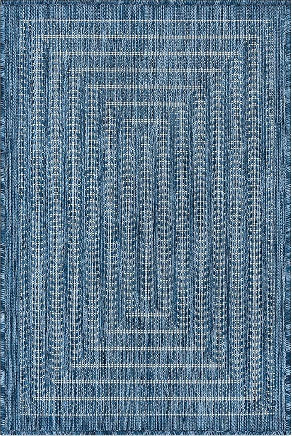 Adiva Rugs Outdoor Indoor Area Rug, Weather Resistant, Easy to Clean, Stain Resistant Floor Mat for Dining Room, Backyard, Deck, Patio (Azure Denim Blue, 6' X 9')