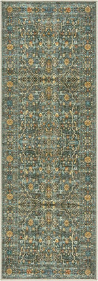 Keen Home Design 2x12 Rug - Machine Washable Runner Rug with Non-Slip Backing, Ideal for Hallway, Entryway, Kitchen, Laundry Room - Vintage, Easy Clean, Durable, Low Pile - (2'6" x 12')