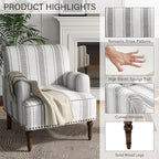 UIXE Stripe Accent Chairs Set of 2, Living Room Arm Chair Modern Nailhead Trim Club Armchair, Comfy Upholstered Sofa Lounge Seat Reading Seat Bedroom Side Seating for Home Office, Gray