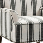 UIXE Stripe Accent Chairs Set of 2, Living Room Arm Chair Modern Nailhead Trim Club Armchair, Comfy Upholstered Sofa Lounge Seat Reading Seat Bedroom Side Seating for Home Office, Black
