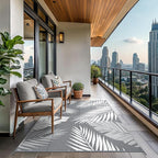 GENIMO Outdoor Rug 6' x 9' Waterproof for Patios Clearance, Reversible Plastic Straw Camping Carpet, Large Area Rugs Mats RV, Picnic, Backyard, Deck, Balcony, Porch, Beach, Grey&White