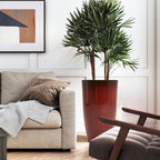 Worth Garden 23.5" H. Large Plastic Planters - Set of 2 Gradient Red Glossy Smooth Finish - Tall Plant Pots for Indoor & Outdoor Use - Decorative Lightweight Flower Pots for Front Porch, Patio, Deck